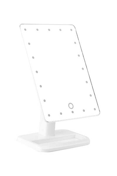 Generic مرآة دوارة 20 مصباح LED 180 درجة، بيضاء/شفافة