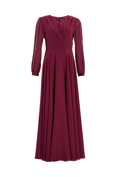 Swing Γυναικείο βραδινό φόρεμα 5AI17100 Μπορντό