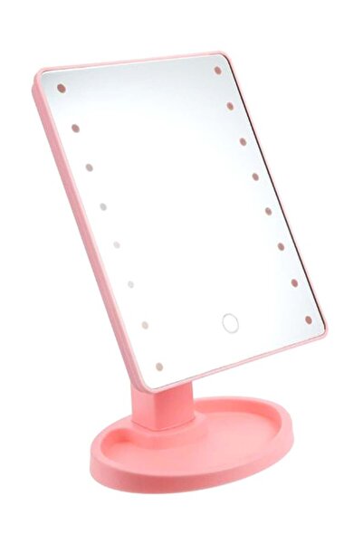 Generic مرآة مكياج بشاشة لمس LED وردية/شفافة