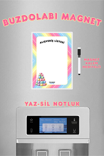 The Grade Yaz Sil Makaron Alışveriş Listesi Buzdolabı Magnetli Notluk Manyeti...