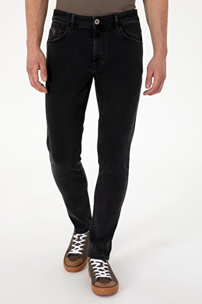 U.S. Polo Assn. ERKEK DOKUMA KUMAŞ SLİM FİT ANTRASİT DENİM PANTOLON