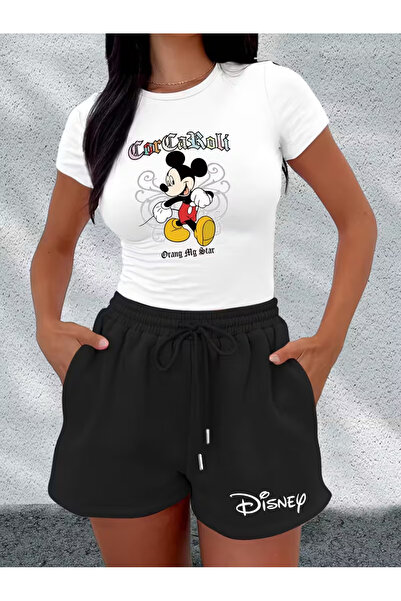 jansogroup SET 2 PIECE IMPRIMAT DESINY PENTRU FEMEI - CROP-ŞORT - ȚESUT DE CALITATE DE PRIMĂ CALITATE