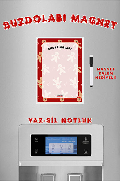The Grade Yaz Sil Kurabiye Adam Shopping List Buzdolabı Magnetli Notluk Yılba...