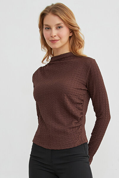 Fulla Moda Μπλούζα με γιακά από ύφασμα γκοφρέ