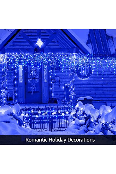 BellFyd 4 Metri Turturi - Franjuri Albastru, Pentru Exterior si Interior, Interconectabili, Decorarea Casei