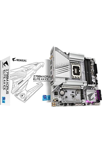 Gigabyte اللوحة الأم Z790M AORUS ELITE AX ICE LGA 1700 Intel Z790 M-ATX مع DDR5 وTriple M.2 وPCIe