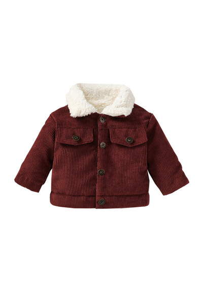 Superbaby Burgundy fur-lined ribbed jacket