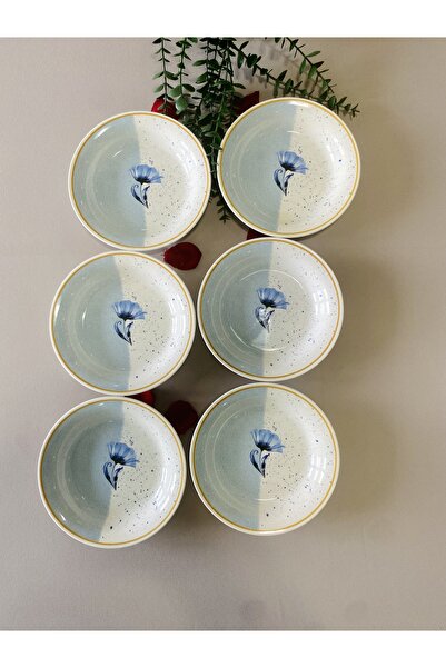 VENÜS HOME DECORATION Mavi Gelincik 6 Adet Yemek Tabağı