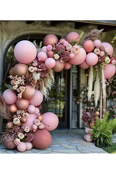 Çemrek Süs Parti مجموعة سلسلة بالونات كروم باللون الوردي الغامق، 100 قطعة