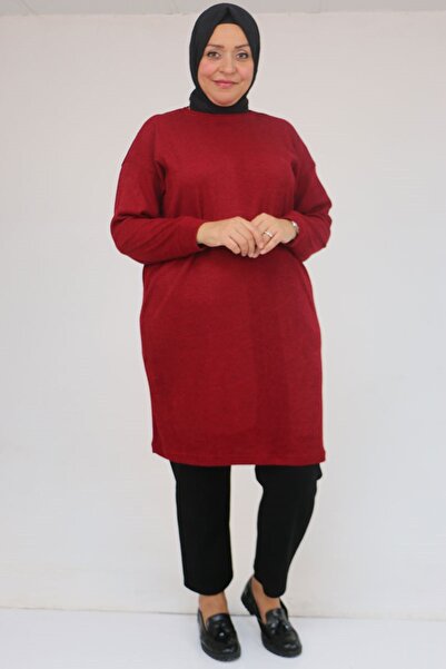 Eslina 58148 Plus Size Low Sleeve Mir Tunic - Burgundy