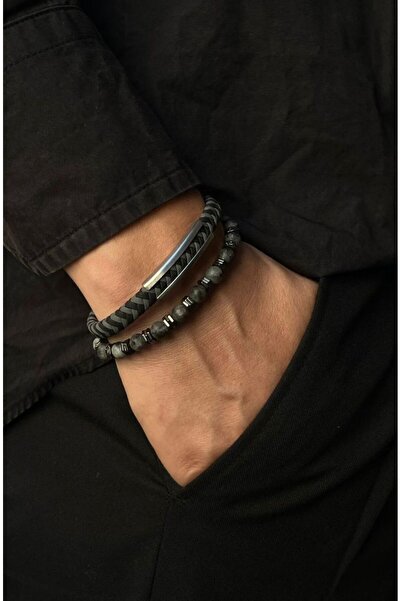 voqplus Erkek Deri Bileklik Set BL008