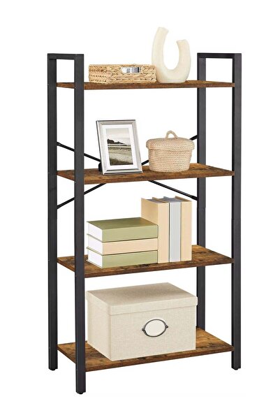 AGD 4-Tier Open Multipurpose Storage Cabinet with Metal Frame, Standing Shelving Unit for Storage an