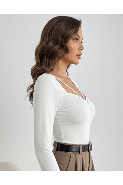 ns nirvana secret Γυναικεία μπλούζα με μακριά μανίκια λεπτομέρεια με σούρες