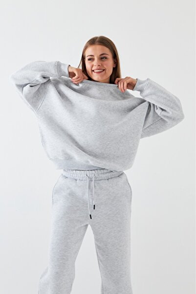GIA - ART Unisex Oversize Tracksuit Set Basic Gray – Crew Neck, Elasticated Legs, 3-Thread Fleece