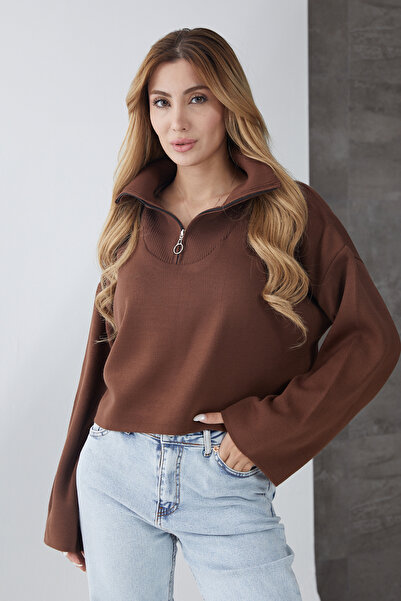 DPARİS Zippered Crop Knitwear Sweater