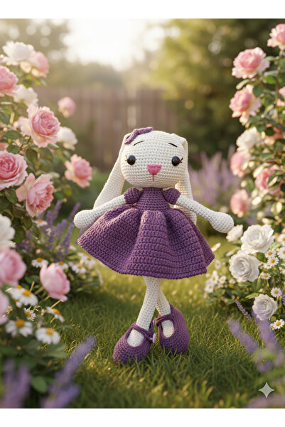 MK hobievimm Amigurumi Uzun Kulaklı Tavşan Uyku Arkadaşı Organik Oyuncak