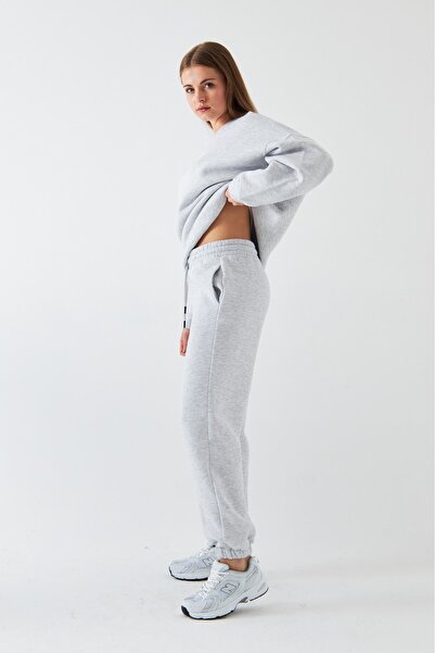 GIA - ART Unisex Oversize Tracksuit Set Basic Gray – Crew Neck, Elasticated Legs, 3-Thread Fleece