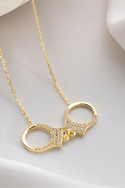 Two Arts Jewelry Kadın 925 Ayar Gümüş Kelepçe Zirkon Taşlı Kolye I Hediye Kut...