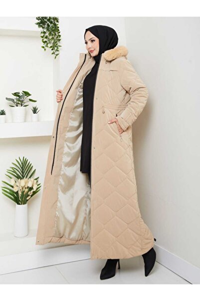 ELBİSHE KADIN TAM DOLGULU BEL BAĞCIKLI NOVA KUMAŞ TESETTÜR MONT