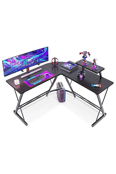 AGD L-Shaped Desk Computer Corner Table 51 inch Home Gaming Desk Office Writing Workstation with Lar