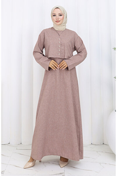 sefamerve Jacket and Gilet Two-Piece Set 2155-02 Dark Dusty Rose