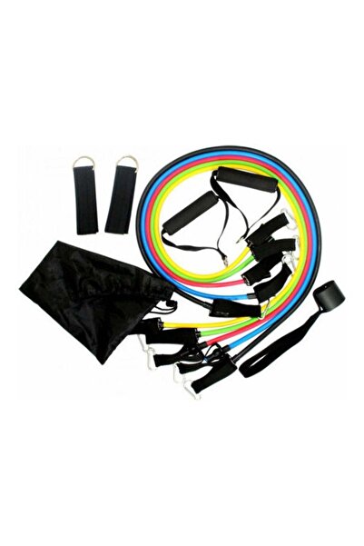 Generic 11-Piece Fitness Resistance Band Set With Stackable Exercise Legs Ankle Straps Multi-function Profes