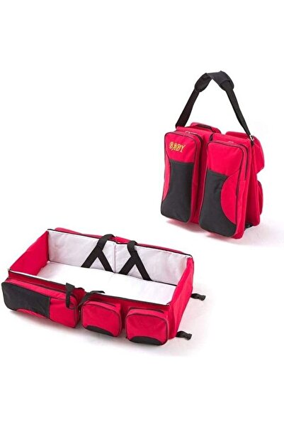 Generic حقيبة حفاضات محمولة للأطفال باللونين الأحمر والأسود