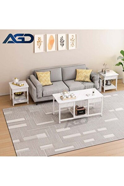 AGD 3-Piece Nesting Coffee Tables, Stackable Side Tables for Living Room, TV Stand, Open Storage