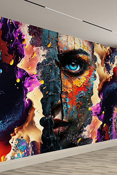 dreamwall Soyut Portre ve Renk Dalgaları Tekstil Duvar Kağıdı