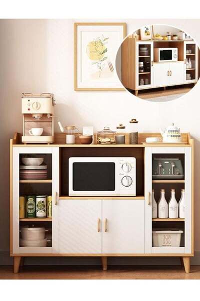 AGD خزانة جانبية، خزانة تخزين مطبخ كبيرة، خزانة زاوية قهوة خشبية، خزانة بوفيه