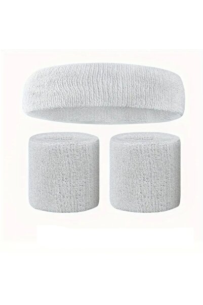 Tenax Fıt Towel Sports Headband and 2 Pieces of 10 cm Towel Wristbands Fitness Football Yoga Hair Band and Wristbands