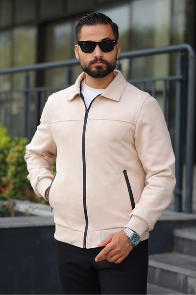 BASEL.CO Ανοιξιάτικο σουέτ μπουφάν με γιακά πόλο