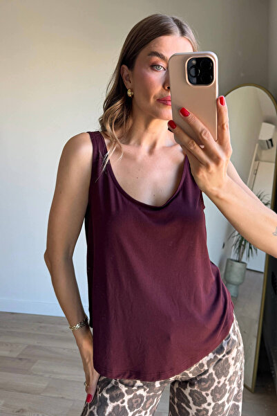 Sue Store Μπλούζα με χοντρό λουράκι σε μπορντό χρώμα