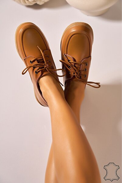 Joana Adelyn Women's Camel Leather Loafers