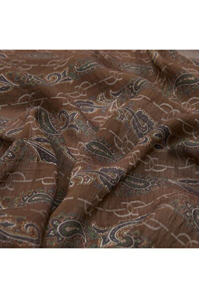 ipekevi Monogram Desenli Tensel Şal 02891-Acı Kahve Füme