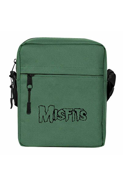 WAKHA Misfits Logo Black Shoulder Bag Green Color
