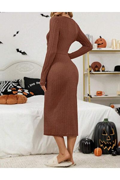 Sheya midi dress, brown