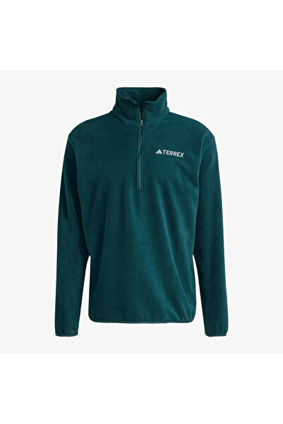 adidas Multi Essentials 1-2 Zip Fleece Erkek Yeşil Yürüyüş Polar