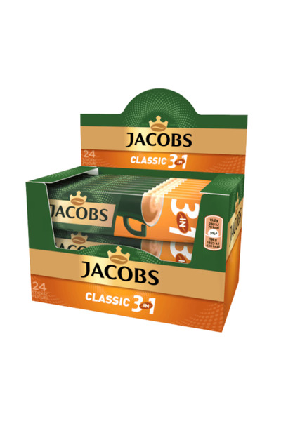 Jacobs Cafea instant, 3 in 1 Clasic, 15.2 g x 24 plicuri