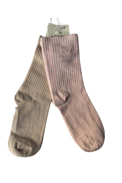 ww waka waka kids store Unisex Children's Colorful Teddy Bear Patterned 2-Piece Socks Set – Comfortable and Stylish for Everyday Use