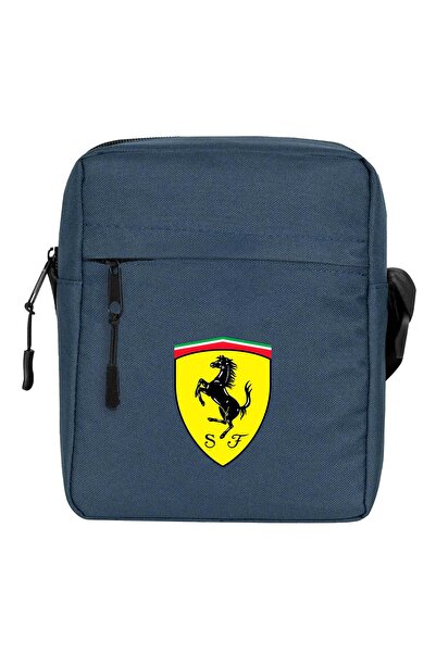 CrowsGate Geantă de umăr cu logo Ferrari Culoare bleumarin
