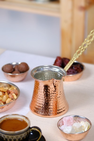 abnturk Türk malı geleneksel el yapımı dövme bakır cezve 2 fincanlık türk kah...