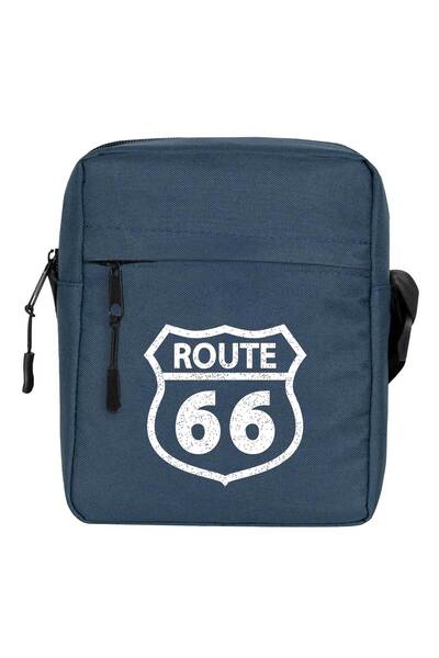CrowsGate Geantă de umăr cu logo Route66 Culoare bleumarin