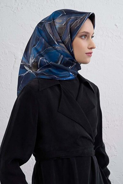 Armine Sura Silk Scarf Ist 9406 - 83 Blue Floral Pattern