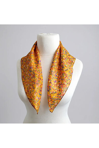 Bohem kutusu %100 İpek Fular – Mavi Küçük Desenli, Kadın Şık Eşarp / Boyun & ...