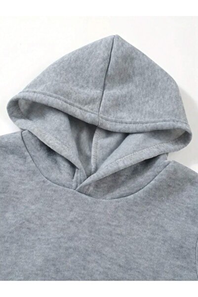 AFROGİYİM Γυναικείο φούτερ με κουκούλα με στάμπα με αστέρια και ανάγλυφο 2 νήματα