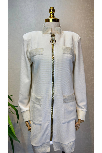 qupra Ribana Detaylı Örme Ekru Kap