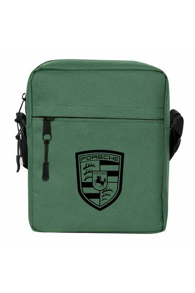 WAKHA Porsche Logo Black Shoulder Bag Green Color