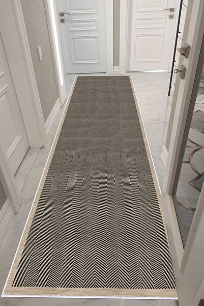 VOPTEKS Kahverengi Halı Yolluk Makinede Yıkanabilir Halı Kaymaz Taban Halı