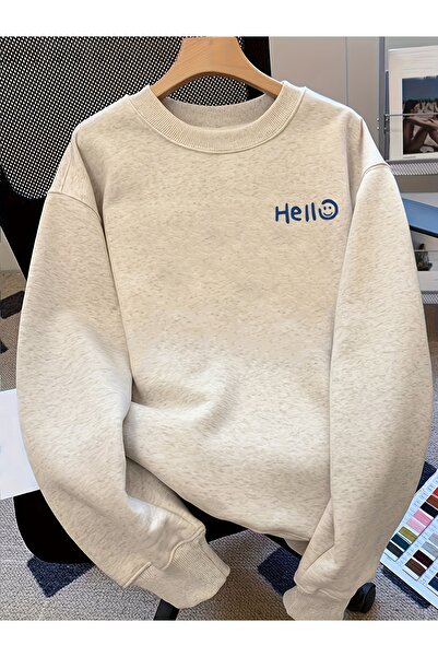 MODAVİBE Hanorac imprimat cu guler rotund – Unisex – Țesătură din bumbac și p...